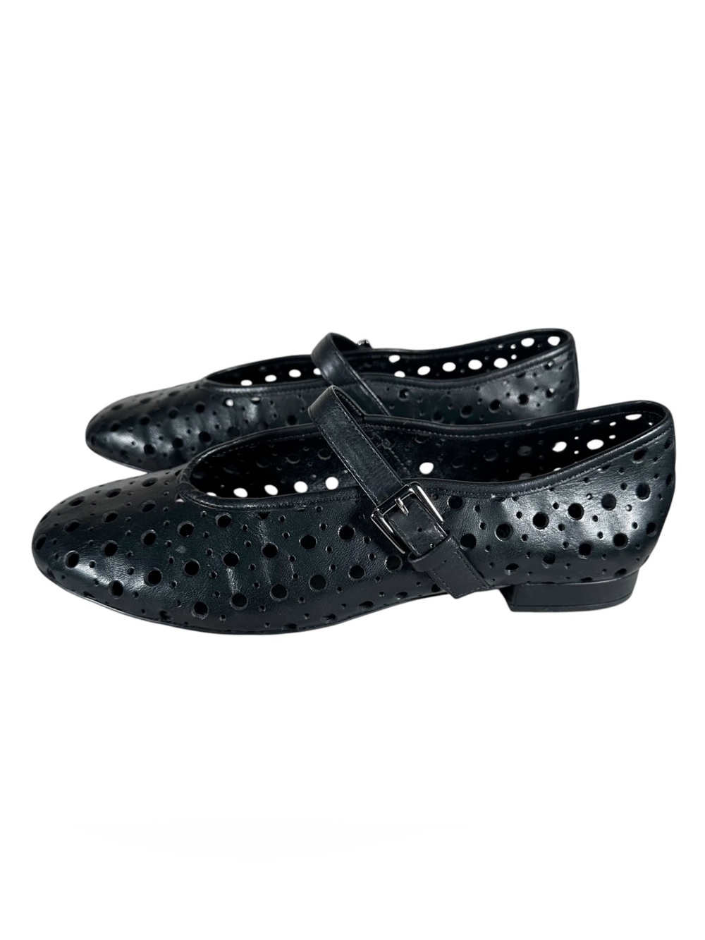 BERNARDO Borden Mary Jane Perforated Leather Buckled Flats - Picture 5 of 10